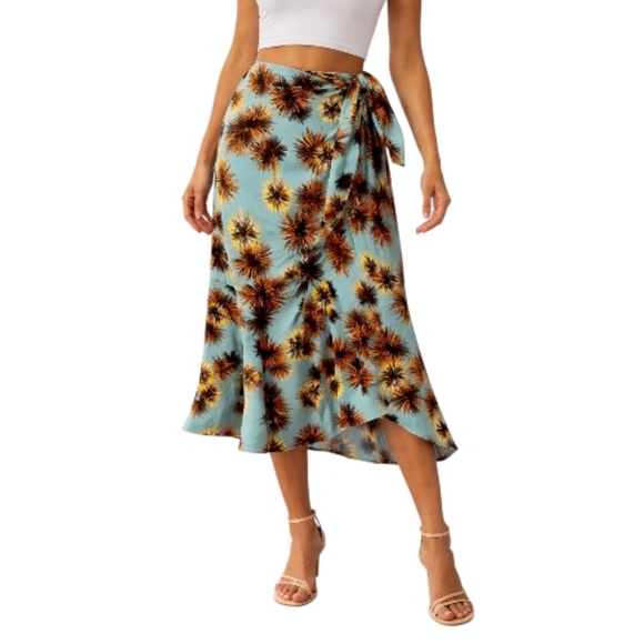 Kenzo Sea Urchin Print Wrap Skirt, Turquoise And Orange NWT, - Picture 14 of 14